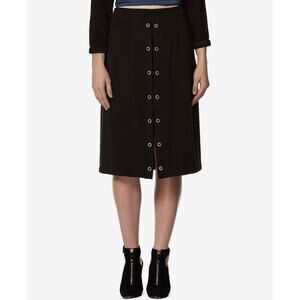 New Avec Les Filles Front-Slit Grommet Skirt in Black Women's Size 4